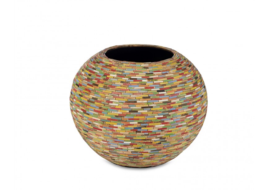 CARIBBEAN ROUND BOWL COLORED WOODØ50 H40